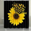 Sunflower Pattern Shower Curtain set Toilet Cover Rug Carpets Non-slip Kitchen Bath Mat Wooden Board Bathroom Set Decoration 210609
