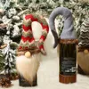 Couverture de bouteille de vin de Noël en peluche Gnomes Champagne Topper Ornements de table de Noël Décoration de dîner XBJK2111