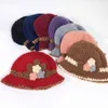 Mode De Noël Ru Nouvel An Toit Rond Hiver Tricot Laine Épaisse Fleur Chapeau Tricoté Femmes Fille Dame Cap Head Warmer En Plein Air Chapeaux Y21111