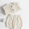 Vintage grobe Wolljungen Kleidung Set Herbst Winter Warme Langarm Strickjacke + Shorts Anzug Für Jungen Outfits Kleinkind Pullover Sets G1023