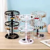 360 Degree Rotating Jewelry Storage Box Earring Display Stand Organizer Earrings Bracelet Necklace Storage Rack Detachable 211112