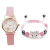 Bracelete infantil assiste a cinta de couro branca rosa adorável relógio de pulso para meninas Presente Relógio fofo relógio femenino Wristwatche2746530