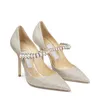 Nieuwe 23ss Dames Bruiloft Jurk Schoen Bruid pumps luxe designer schoenen modemerk Platinum Glitter Pumps met Crystal Dames Jurk Schoen