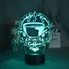 クリエイティブコーヒーイメージナイトセンサーライト3D LEDランプカフェホーム雰囲気の装飾ナイトライトアクリリック6487454