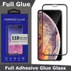 Fullt självhäftande lim 3D -härdat glasskärmskydd för iPhone 12 11 Pro Max X XR 7 Plus 8 Samsung A12 A02S A32 A52 5G