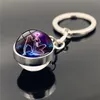 12 Zniszcz Zodiak Glass Ball Bull Blakku Zwierzę Zwierzę Baran Gemini Star Horoskopu Wisior dwustronny kluczowy torba na klucze wisi biżuteria mody i piaszczysta