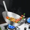 パンステンレススチールのノンスティックWOK中国の手作り二重耳シェフフライガス炊飯器コーティング丸太底クッキングwoks