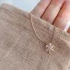 Fashion Flash Cubic Zircon Snowflake Pendant Necklaces Clavicle Chain Rose Gold Silver Color Necklace For Women