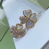 Cluster Rings Brand 925 Sterling Silver Natural Mother Of Pearl Zircons Double Clover Flower Ring Wedding Engagement Party Jewelry
