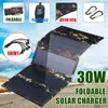 Port de chargeur d'alimentation pliant de banque de panneaux solaires étanche 30W 6V avec câble USB 10in1 - noir