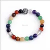 Beaded, Strands Bracelets Jewelry 7 Jewel Chakra Lion Head Gemstone Men And Women Healing Treatment Yoga Bracelet Drop Delivery 2021 9Wybd