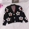 Korobov Otoño Invierno Nuevas Mujeres Suéter Preppy Estilo V Cuello Manga Larga Sueter Mujer Flor Coreana Cardigans Femeninos 210430