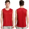 赤いメンズメッシュドライフィットタンクトップスアスレチックワークアウトノースリーブシャツ男性透明ジムトレーニングトップオス弾性ボディービルディングTEE 210522