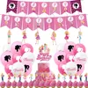 Party Decoration Pink Princess Girl's Happy Birthday Decorations Banner Balloon Cake Topper Baby Shower Toys For Kids Supplies