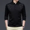 BROWON Spring Autumn Long Sleeve T Shirt Men Korean Style Slim Fit Business Casual Turn-down Collar Pullover Tshirt 220214