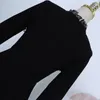 Czarny Koronkowy Ruffle Dress Button Z Długim Rękawem Linia Elegancka Mini Kobiety Wiosna Lato D3086 210514
