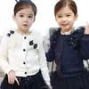Spring and Autumn Children Coat Bow Decoration Baby Lace Patchwork Top Outerwear Solid Color Long-Sleeve Cardigan For Girls 210529