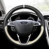 DIY özel deri el-dikili araba direksiyon kapağı Ford Focus için yeni Mondeo eskort kuga fiesta araba iç aksesuarları