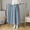 Primavera verano estilo coreano mujeres plisado gasa Pantalones de talla grande Pantalones de cintura alta Hakama Casual pierna ancha Pantalones 211115