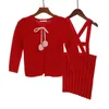 Свитер кардиган детей вязаная подвеска набор младенческих ремень брекетов юбка маленькая джемпер детская девушка одежда 210417