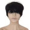 Pixie Cut Wigs Brazilian прямой парик для волос с человеческим париком с челкой 6 -дюймовый натуральный цвет для волос с натуральной цветом сделан 150%