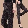 Femmes Winter Fashion Plus Velvet Leggings chauds Taille féminine Impression Fleurs Pantalon épais Noir Casual A3 211215