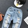 Jeans 16yrs,Brand Pants Kids Trousers Fashion Girls Jeans Children Boys Ripped Jeans Kids Fashion Denim Pants Baby Casual Infant Boys