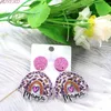 Coloré acrylique arc-en-ciel MAMA boucles d'oreilles breloque avec fleur creuse coeur boucles d'oreilles pour les bijoux de cadeau de la fête des mères