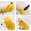 Hooded Waterproof PU Dog Raincoat for Small Medium Big Dogs Outdoor Soft Pet Cat Rainwear Cute Yellow Puppy Rain Coat Pug Teddy 211007