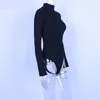 Seksowne pajacyki Streetwear Długie Rękaw Kobiety Body Dla Symulowane Szyi Ciepłe Odzież Slim Fit Stylowa stała odzież