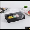 Stobag 10 Stück schwarze Keks-Kuchen-Papierbox mit transparentem Deckel, Donut-Geburtstagsboxen, Karton für Event-Party-Gefälligkeiten E2Cqb Wrap Zcmva