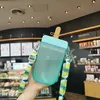 かわいい藁水のボトルプラスチックアイスキャンデンボトル屋外透明ジュース飲料カップの創造的な学生マグカップ