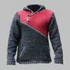 2020 Nya Män Distressed Stitching Pullover Tröja Höst Vinter Casual Hooded Sweaters Jumpers Färg Matchande Tröjor Y0907