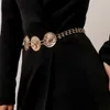 Vintage Portrait Coin Waist Punk Aesthetic Link Chain Belt for Women Sexy Waistband Dress Shirt Decoration Body Jewerly