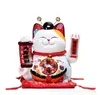 10 Inch Handicraft Waving Hand Lucky Cat Fortune Cat Gift Maneki Neko Welcoming Feng Shui Crafts Money Box Home Store Decoration 210607