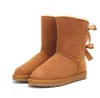 Klassieke Aus 3280 Vrouwen Snowboots 2 Bow Houd Warm Boot Cowskin Sheepskin Pluche Bont Laarzen Dustbag Card Leuke Kerstcadeau Topkwaliteit U3280