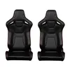 Seat Cushions Universal Racing Seats Pair With Dual Sliders Black PU Leather Red Stripe Reclinable Left Right