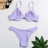 Sexy Femmes Push Up Bikini Set Maillots De Bain Violet Maillot De Bain Fille High Cut Maillot De Bain D'été Biquini Beachwear Bikinis De Praia 210520