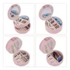 Jewelry Pouches Bags Box PU Leather Travel 2-Layer Storage Display Gift With Mirror Pink Wynn22