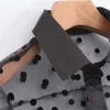 Günlük Elbiseler Blsqr Kadınlar Şık Polka Dot Patchwork Şeffaf Gömlek Elbise Uzun Kollu Kadın Chic Seksi Mesh Siyah Vestidos