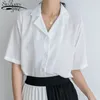 Moda Vintage Bluzka Kobiety Blusas Mujer DE Moda Letnie Damskie Odzież Biała Kostium Kołnierz Eleganckie Topy 5247 50 210521