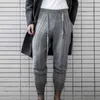 Fashion Lace-up Zipper Little feet Pants For Men Drawstring Mid Waist Autumn Casual Slim Knitted Cropped trousers 211112