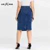 Lih H​​ua Women's Plusサイズカジュアルデニムスカート高柔軟性ファッションスカートニットデニム210331