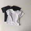 Summer Children Short Sleeve T-Shirt Cotton Boys Round collar Girls Black and White Pure 210702