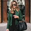 ALUKASA Moda Kobiety PU Skóry Długie Rękawy Płaszcze Lady Casual Fall Winter Zipper Cardigan Streetwear Elegancka kurtka 211029