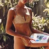 2019 Bow knot Polka dot Leopard Bikini women High Leg cut swimwear female Ribbed swimsuit Sexy Brazilian bathing suit Swim LadyX0523
