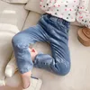 Dżinsy WLG Dzieci Dziewczyny Jean Wiosna Fall Denim Niebieski Zgrywanie Solidnych Baby Girl Fashion Spodnie przez 2-7 lat