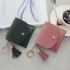 Plånböcker kvinnor mynt handväska damer pu läder enkel tofs metall ring koppling nyckelring tunna nyckel väska korthållare mini påse