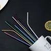 304 Rostfritt stål Straw Reusable Metal Drinking Straws 6 * 215mm Cocktailparty Favor Bar Tillbehör Färgrikt för Muggar 20 / 30oz