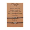 Antiek Zilver Holle Kompas Charm Streng Armbanden Set Voor Vrouwen Mannen Mode Make a Wish Verstelbare Gevlochten Armband Met Paar Kaart Sieraden Waxkoorden